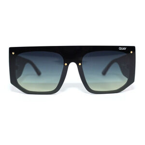 Quay Australia FULLY BOOKED Shield Sunglasses - Matte Black/Smoke Green - NWT